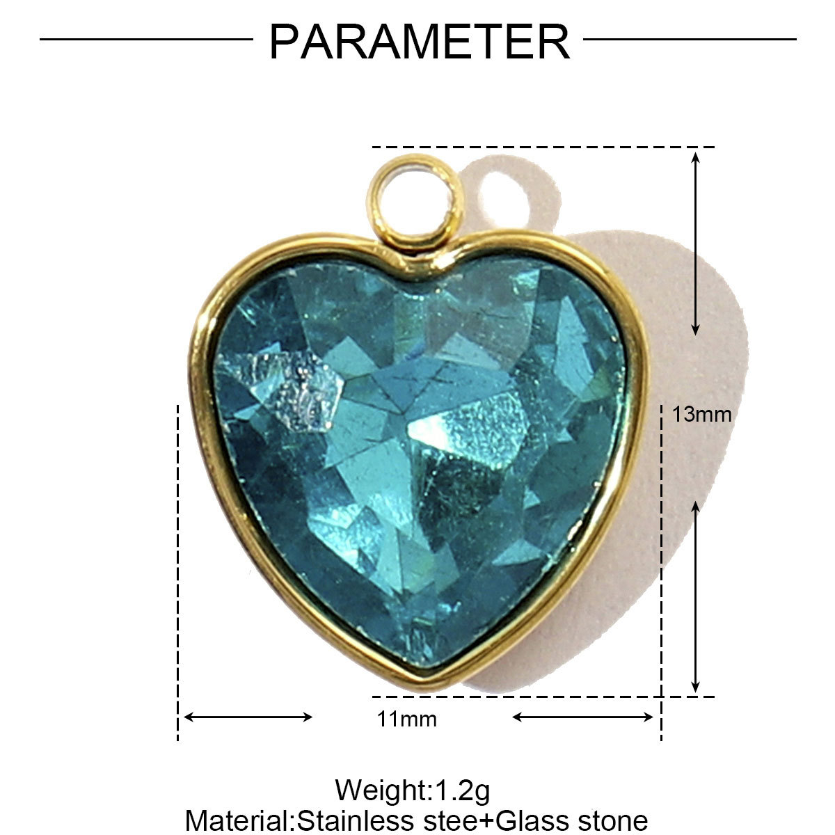 Water Drop Heart Star Glass Stainless Steel Charms