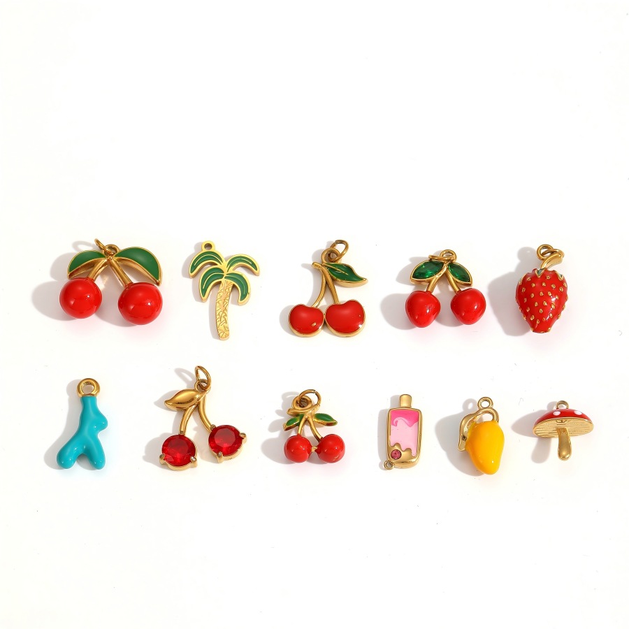 Enamel Fruit Series Charms for Stainless Steel DIY Jewelry