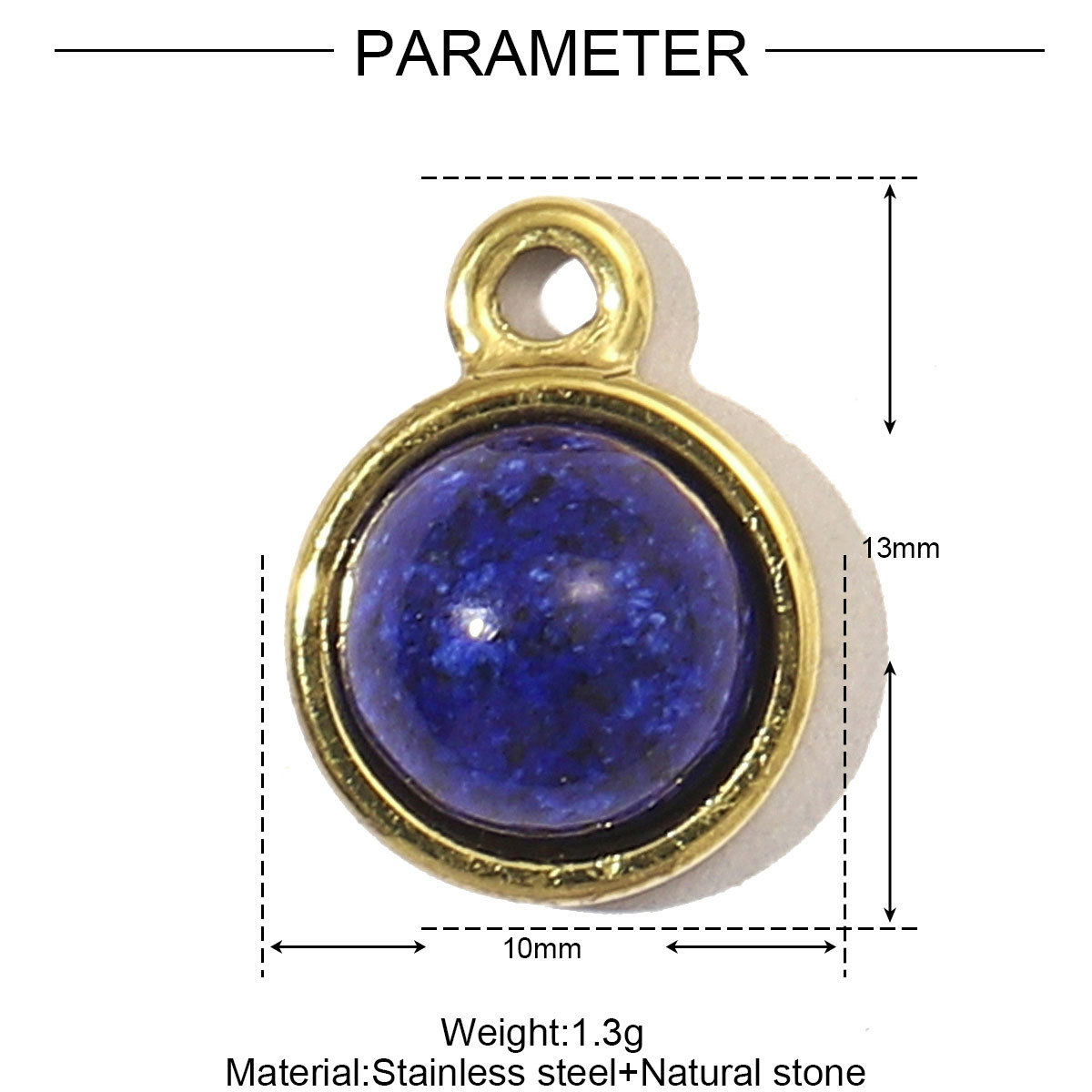 Lapis Water Drops Natural Stone Stainless Steel Charms