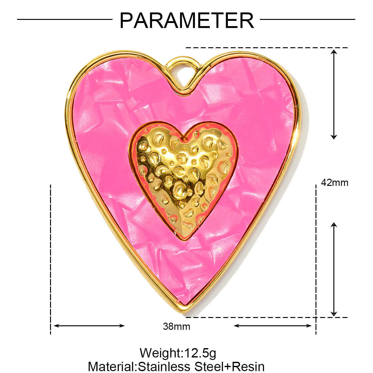 Natural Stone Flower Heart Stainless Steel Charms