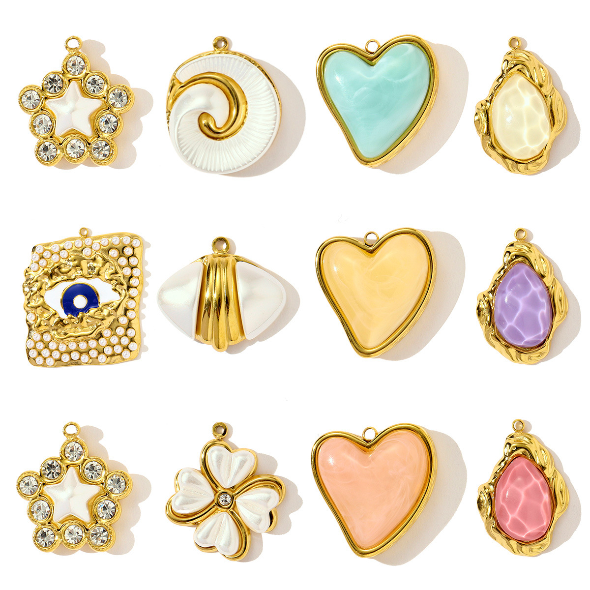 Love Four-leaf Clover Pentagram Stainless Steel Charms