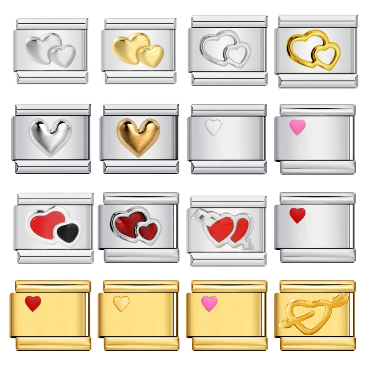 Love Heart DIY Enamel Italian Charms Bracelet