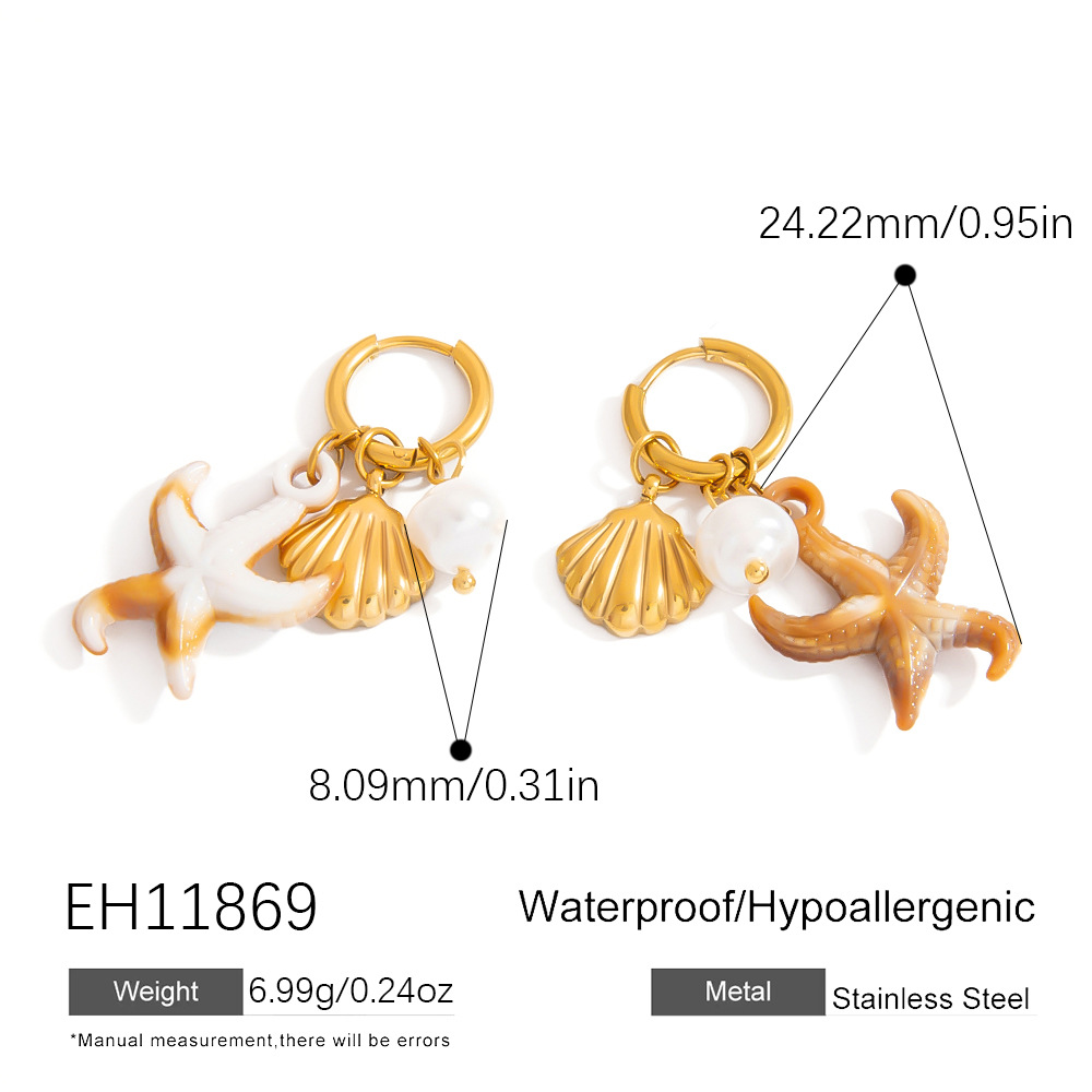 Natural Shell Starfish Earrings