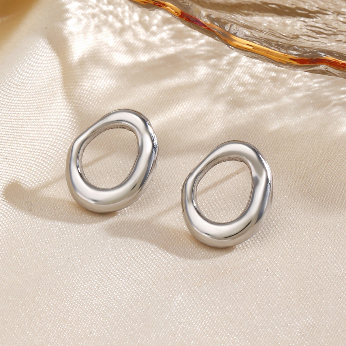 Stainless Steel Hip Hop Stud Earrings