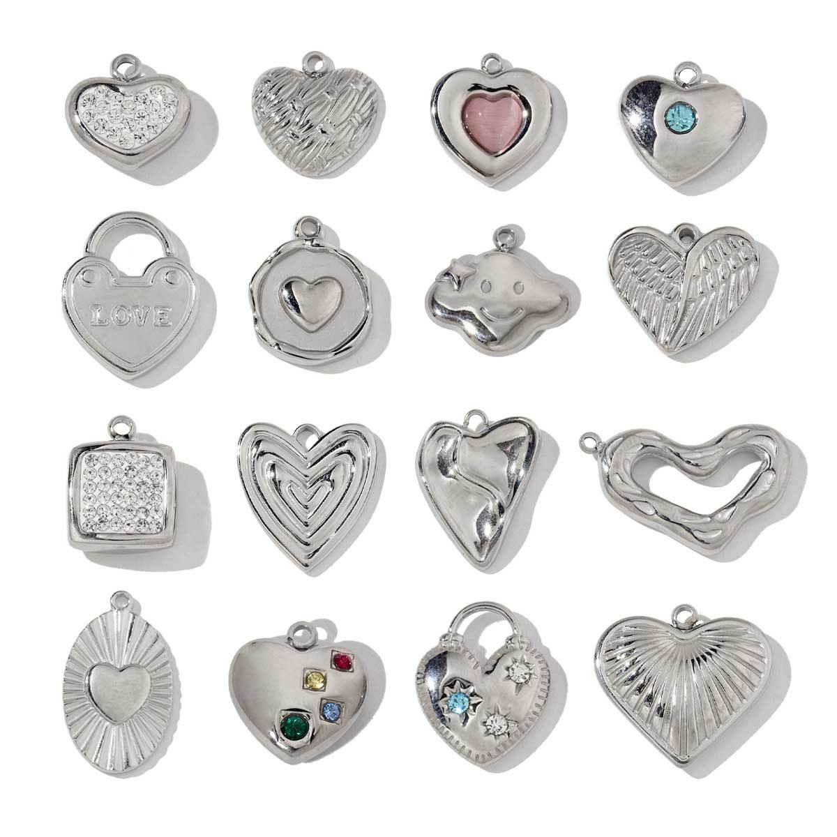 Metal Wind Heart Lock Clouds Stainless Steel Charms