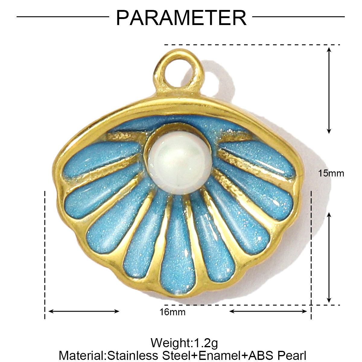 Enamel Shell Dolphin Pepper Stainless Steel Charms