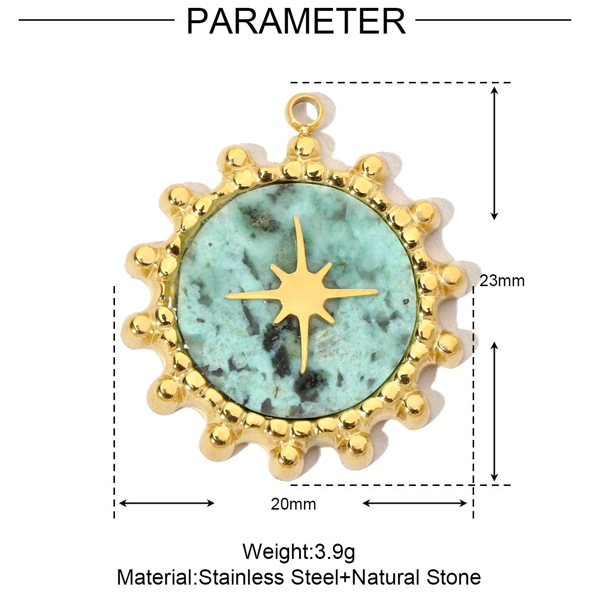 Stars Natural Stone Geometric Leaves Stainless Steel Charms