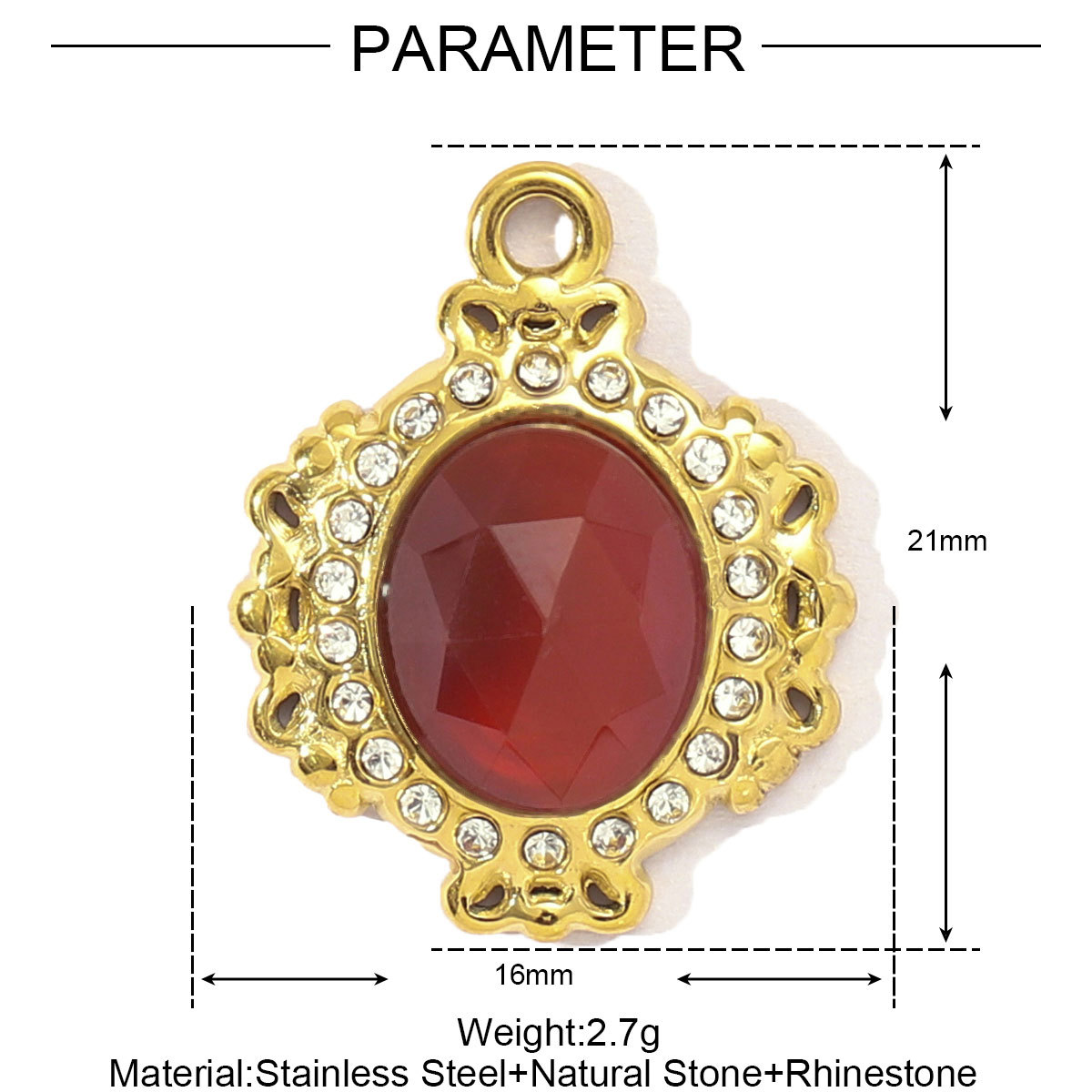 Natural Stone Star Sun Coral Eye Stainless Steel Charms