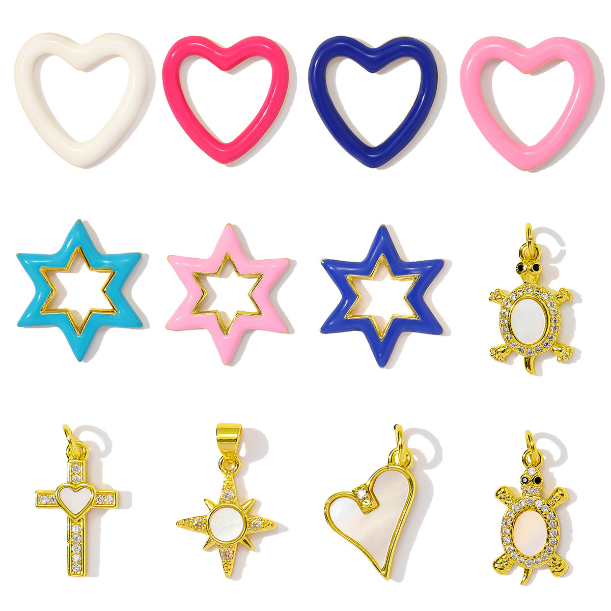 Enamel Love Stars Turtle Charms
