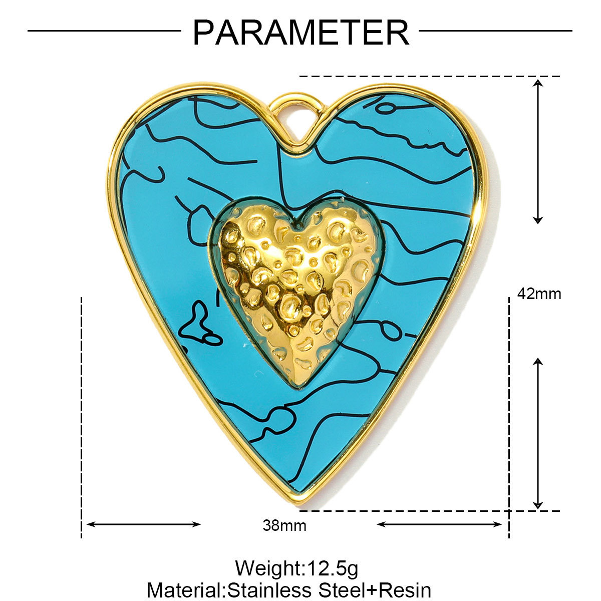 Natural Stone Flower Heart Stainless Steel Charms