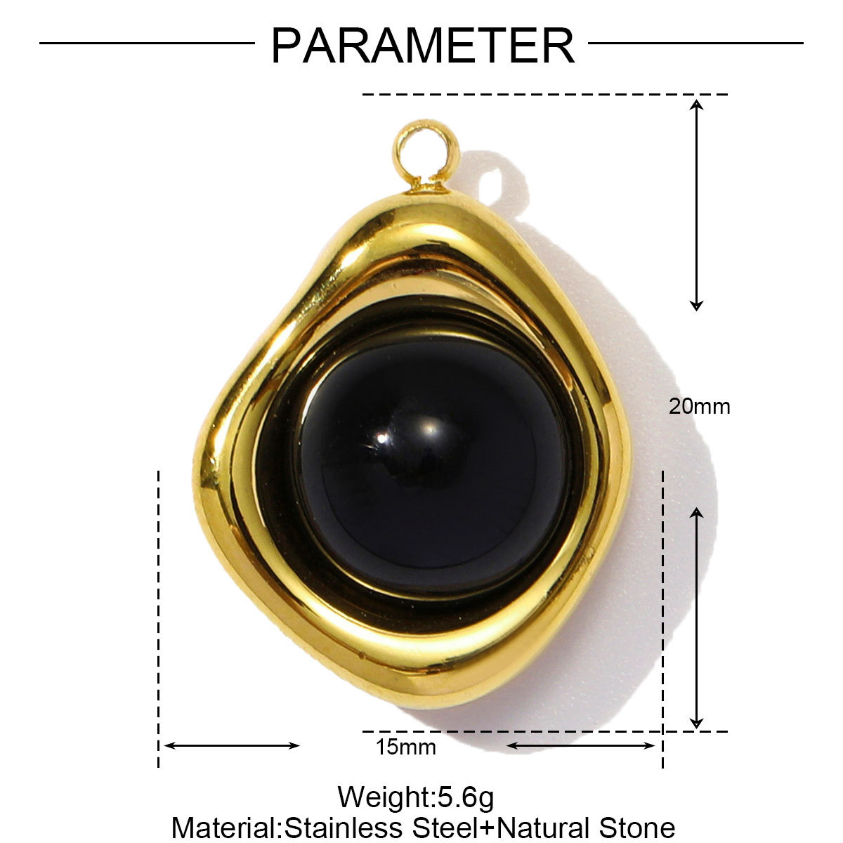 Natural Stone Love Flower Type Stainless Steel Charms