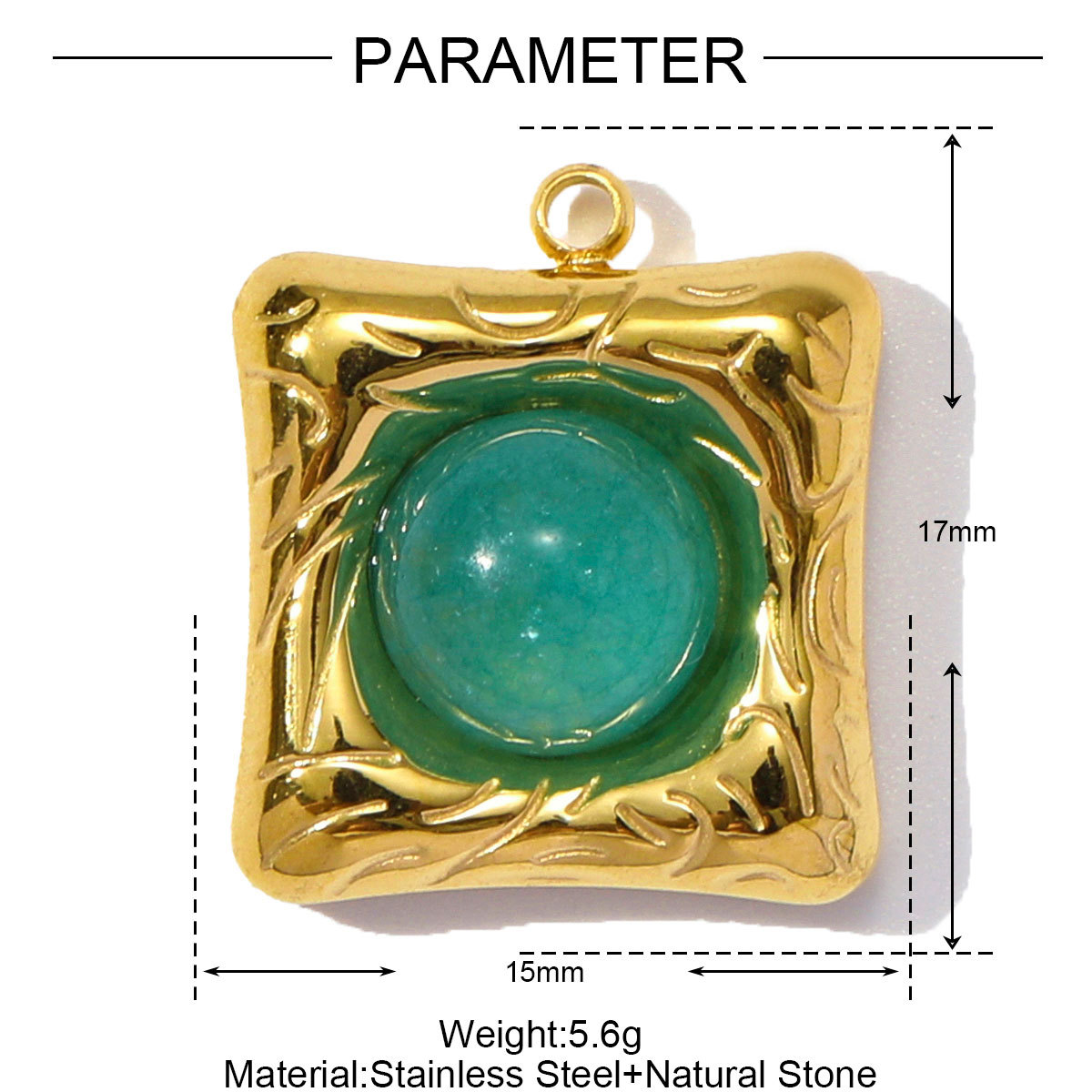 Natural Stone Love Flower Type Stainless Steel Charms