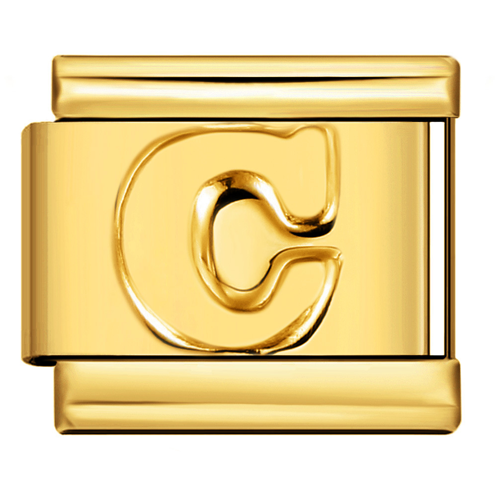 Gold Letter Italian Bracelet Stainless Steel DIY