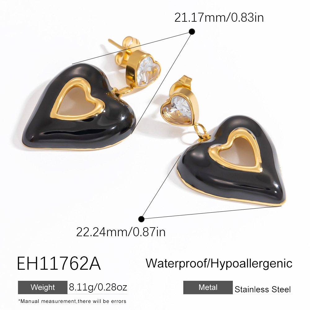 Enamel Heart Flower Earrings
