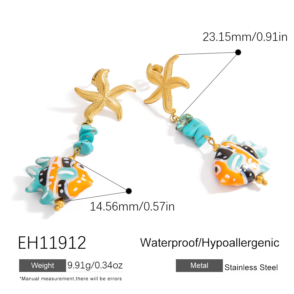 Fish Starfish Conch Earrings