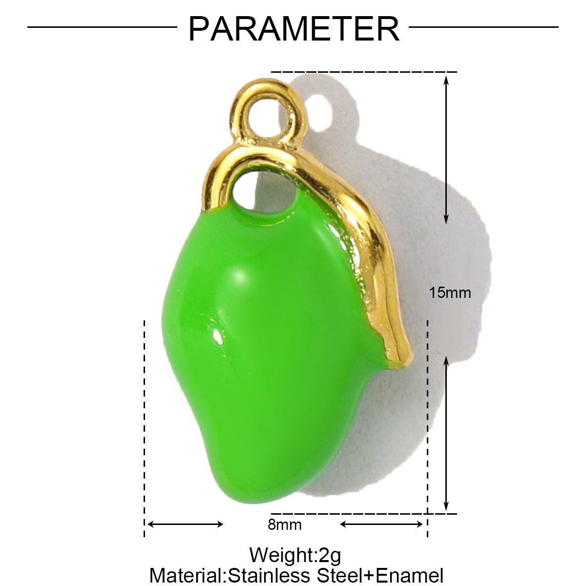 Enamel Shell Dolphin Pepper Stainless Steel Charms