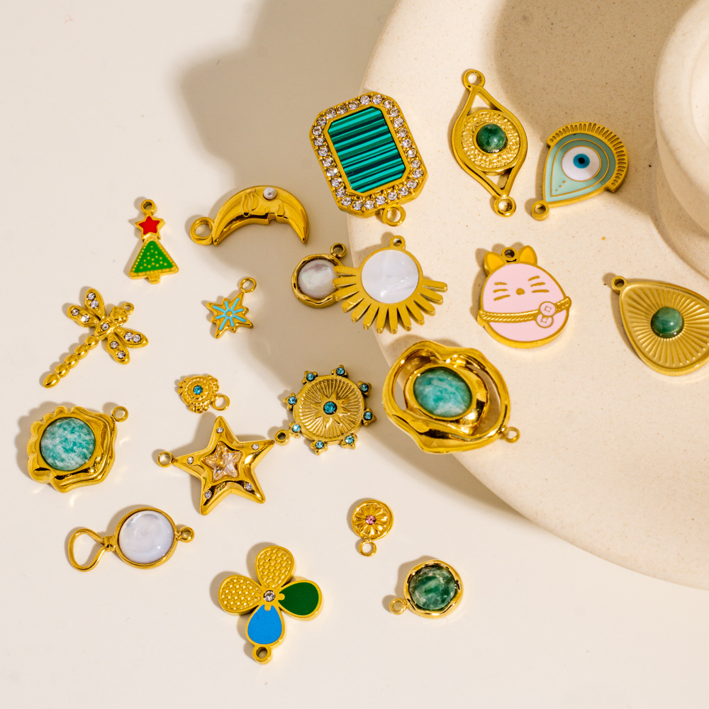 DIY Christmas Tree Flower Moon Malachite Charms