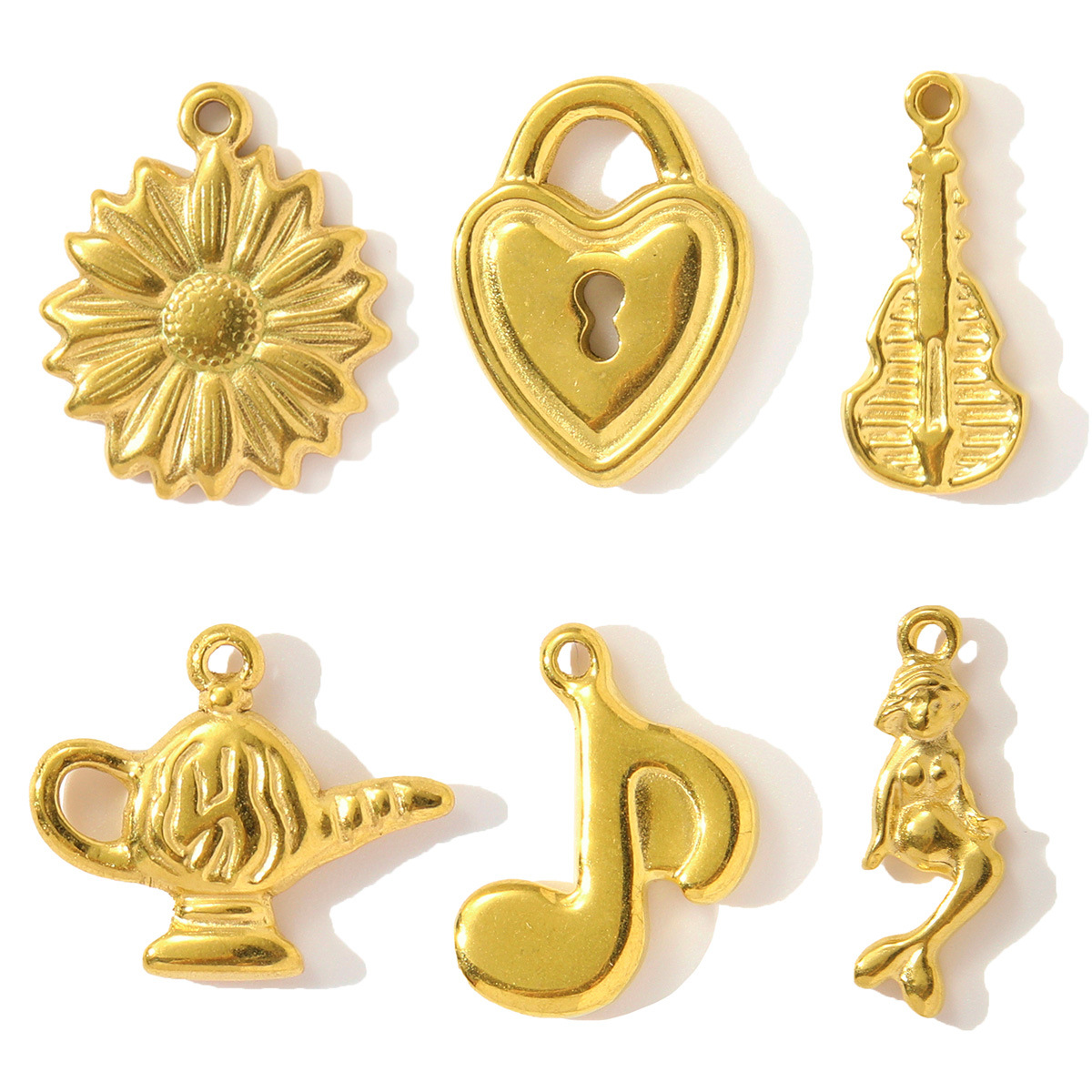 Flowers Violin Notes Mermaid Stainless Steel Charms
