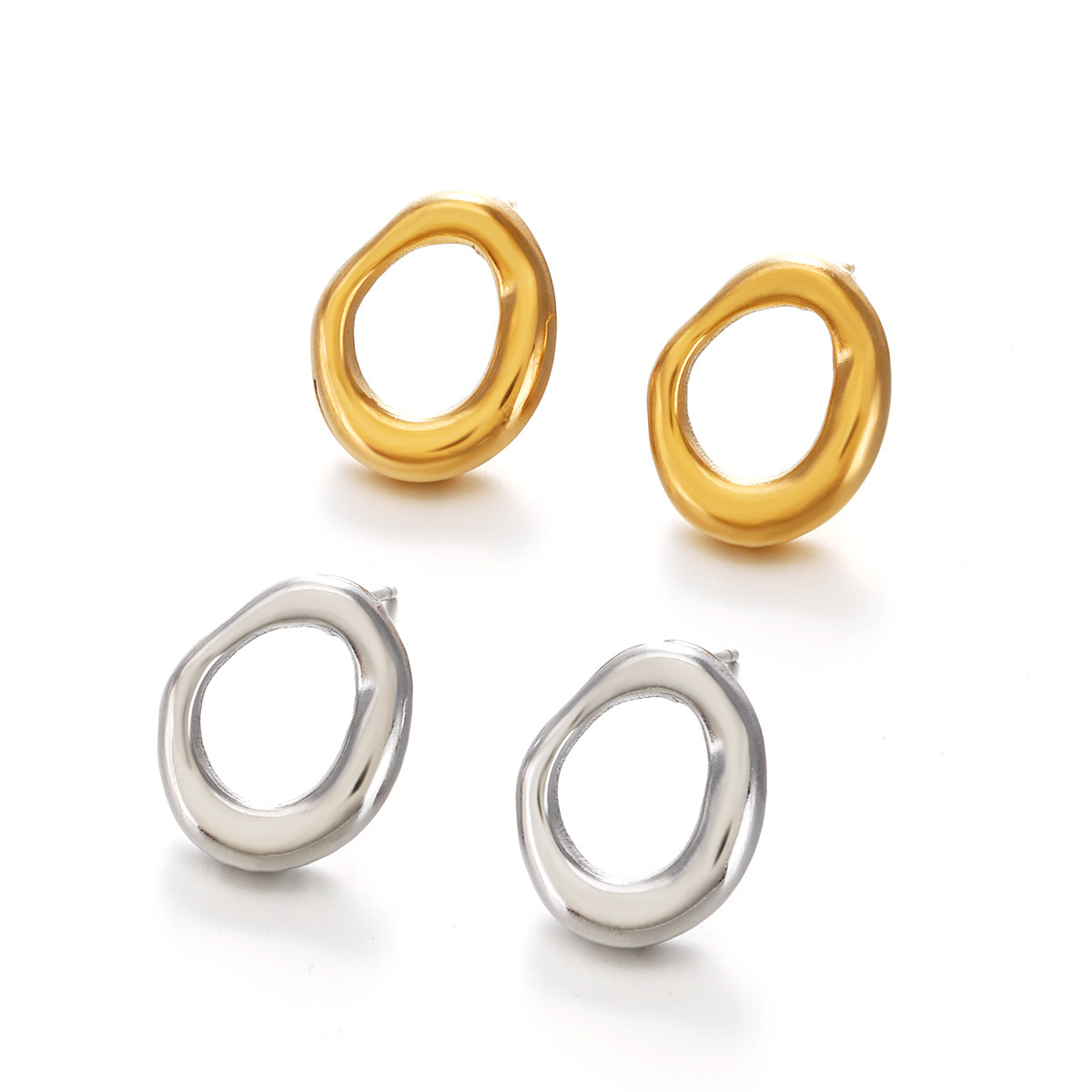 Stainless Steel Hip Hop Stud Earrings