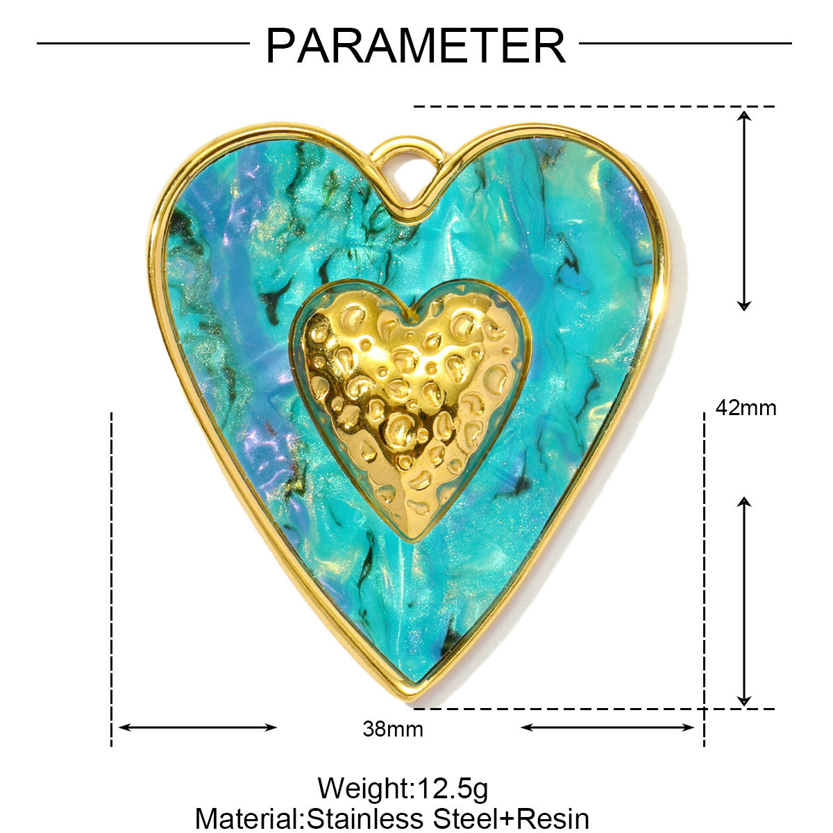 Natural Stone Flower Heart Stainless Steel Charms