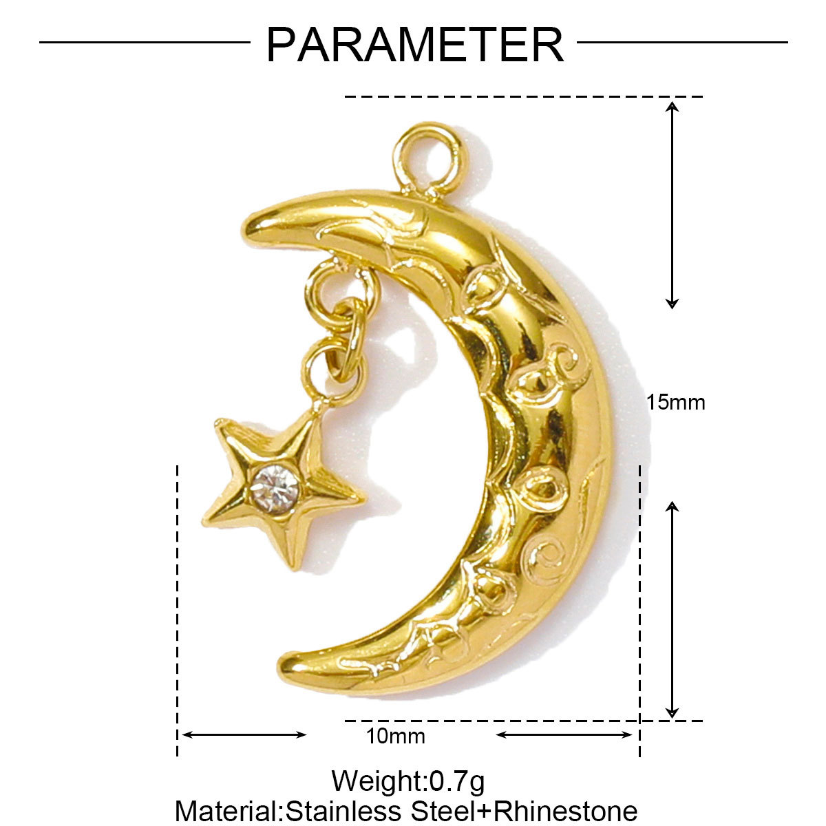 Moon Tennis Racket Eye Stainless Steel Charms