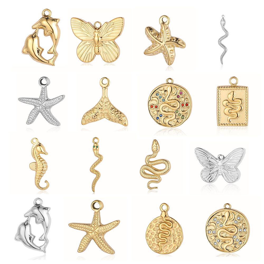 Snake Fishtail Dolphin Seahorse Stainless Steel Charms