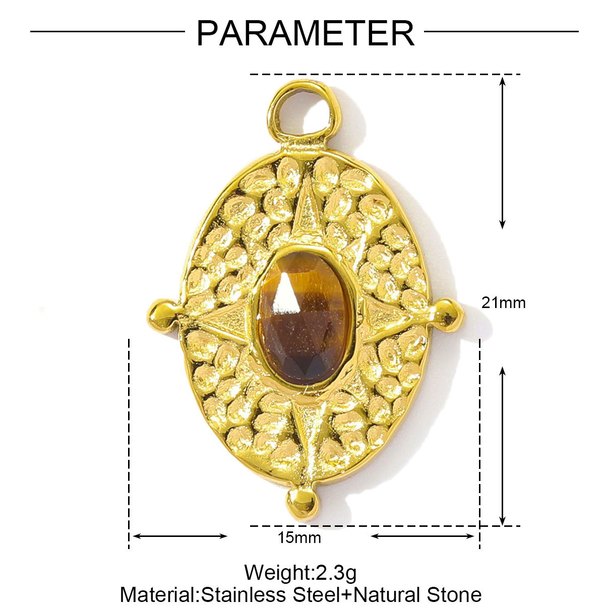 Natural Stone Stainless Steel Charms