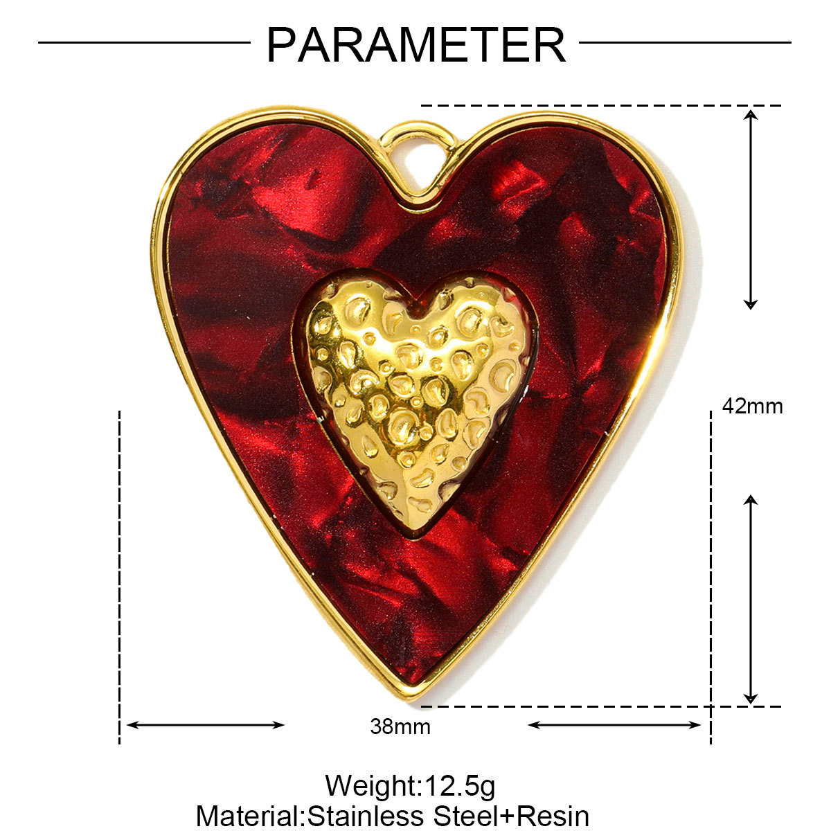 Natural Stone Flower Heart Stainless Steel Charms