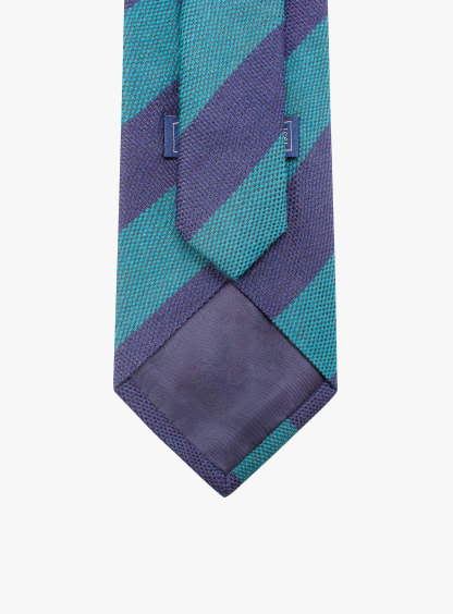 Bottinelli Italian Tie: Navy and Green Striped Elegance