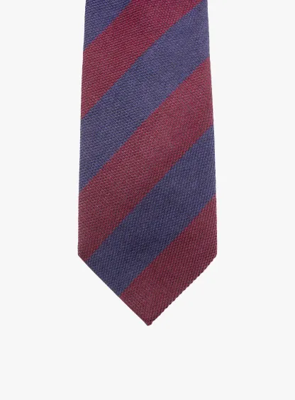 Bottinelli Italian Tie: Merlot and Navy Repp Stripe