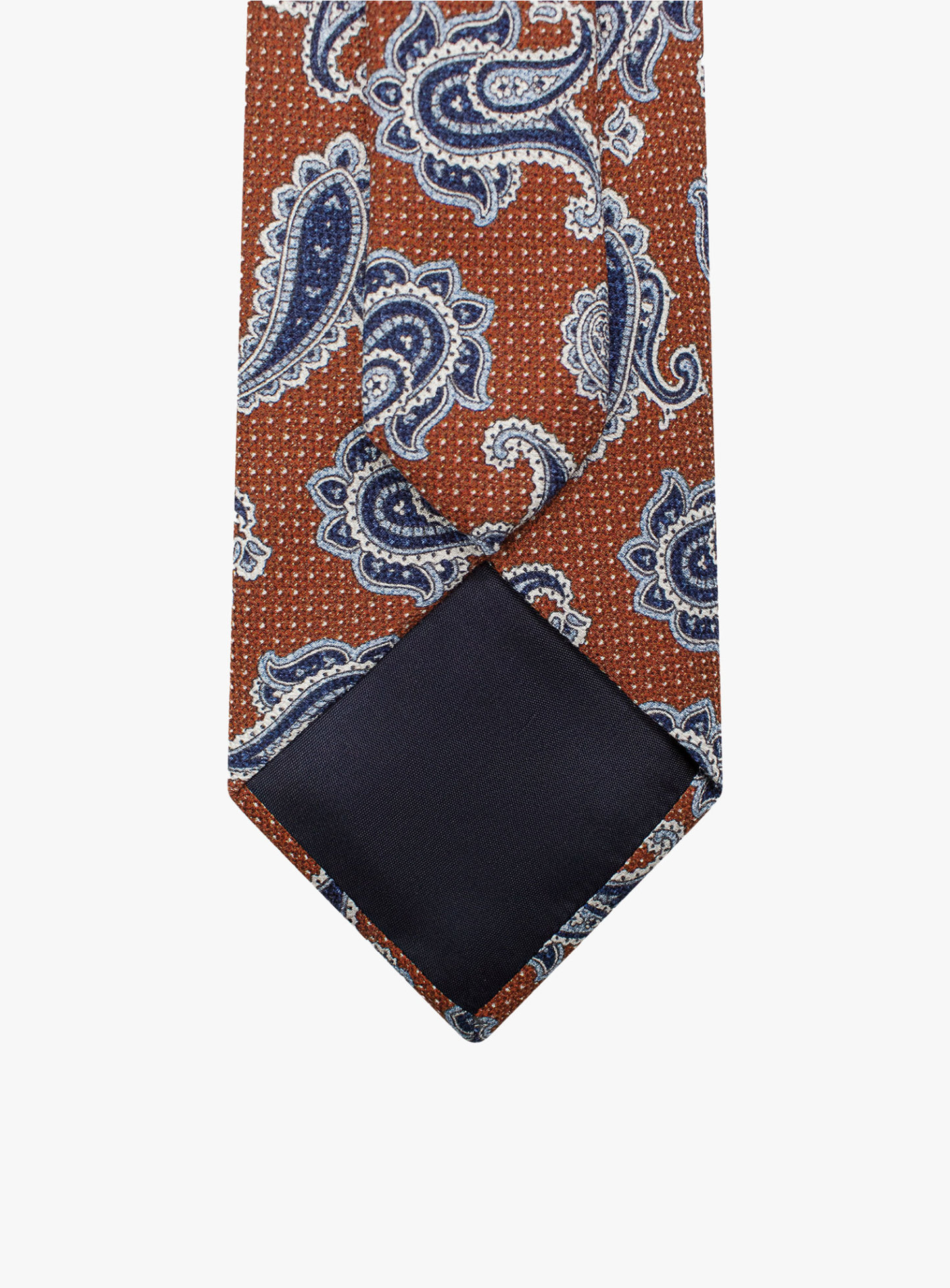 Bottinelli Italian Tie: Rust with Large Blue Paisley Print