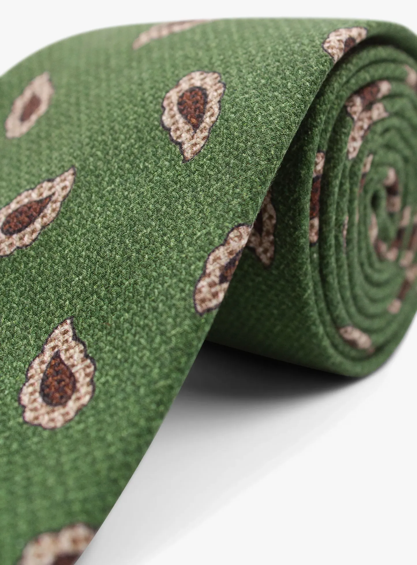 Bottinelli Italian Tie: Green with Vintage Paisley Print