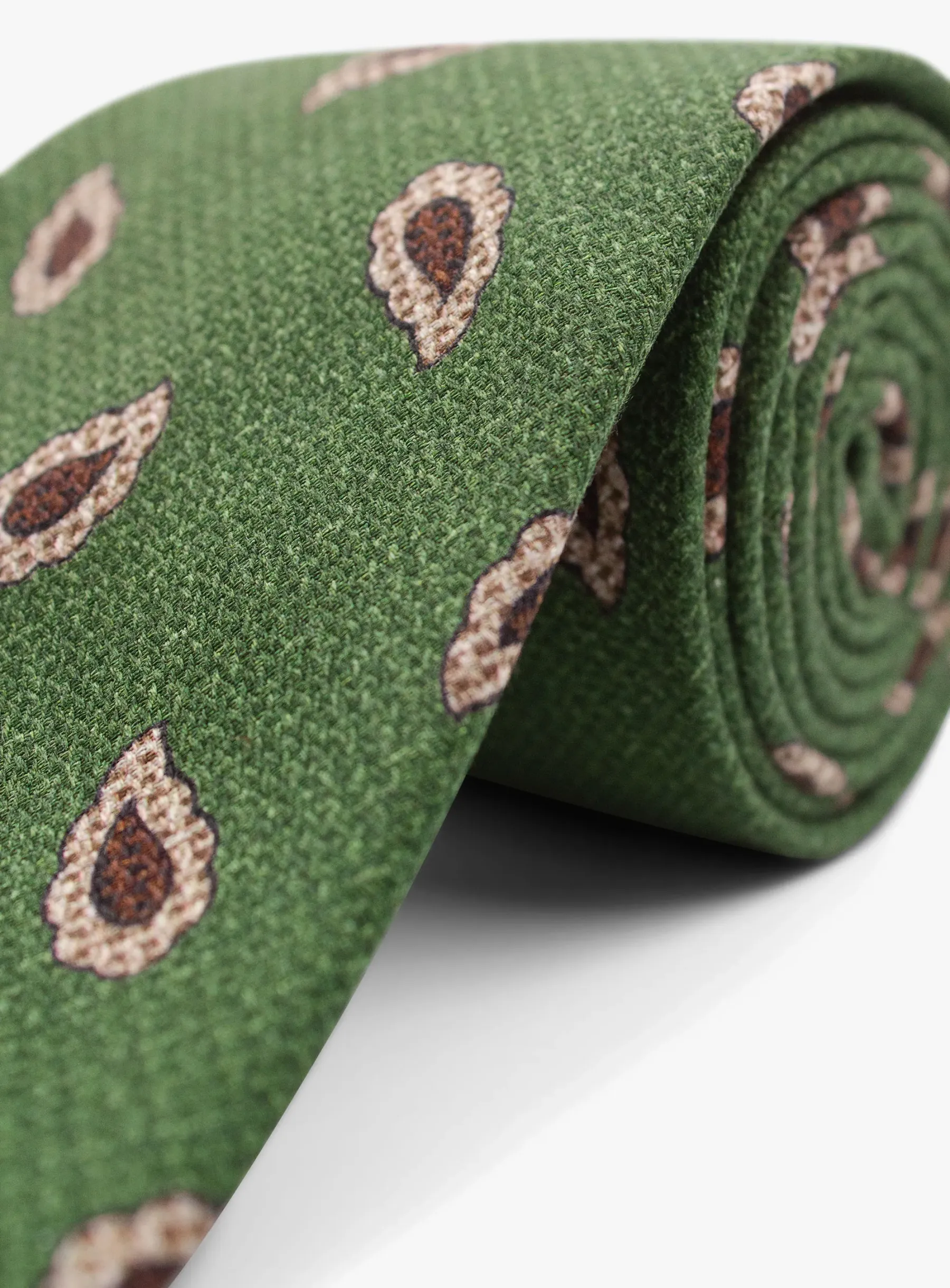 Bottinelli Italian Tie: Green with Vintage Paisley Print