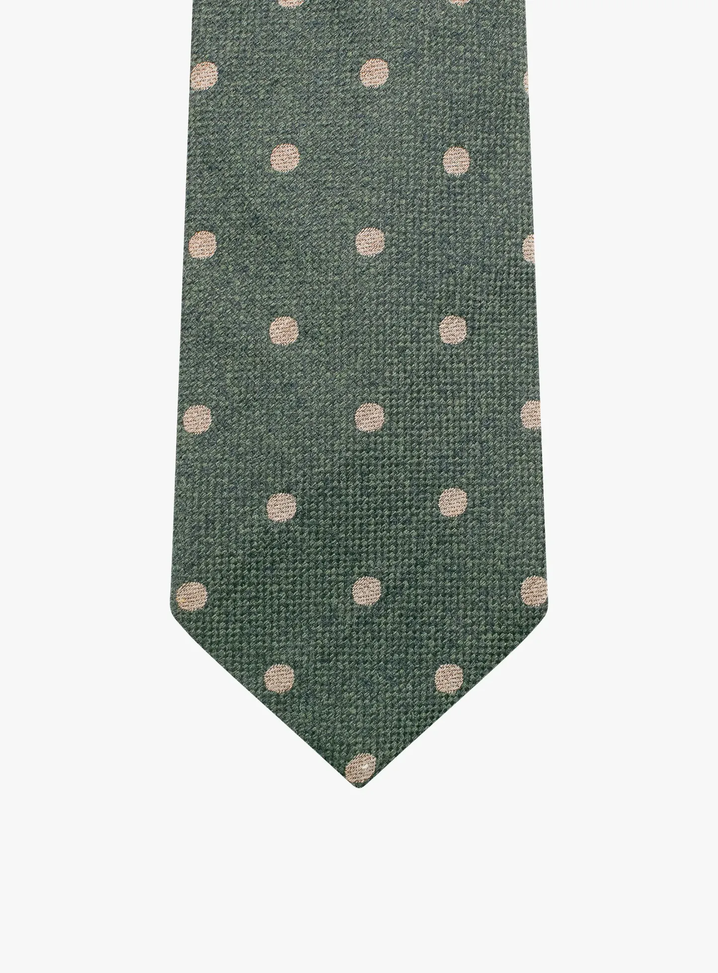 Bottinelli Italian Tie:Olive with Sand Polka Dot