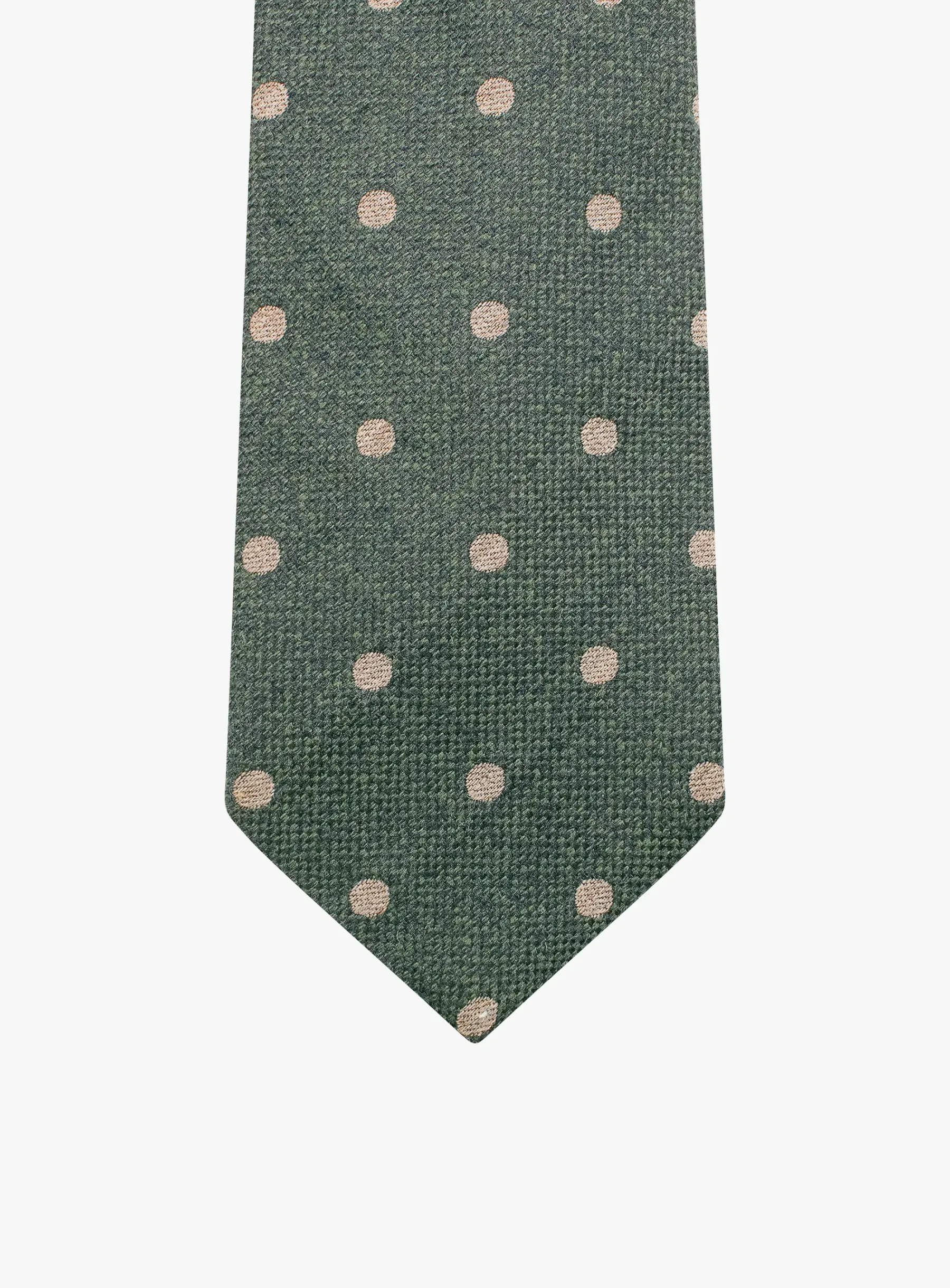 Bottinelli Italian Tie:Olive with Sand Polka Dot