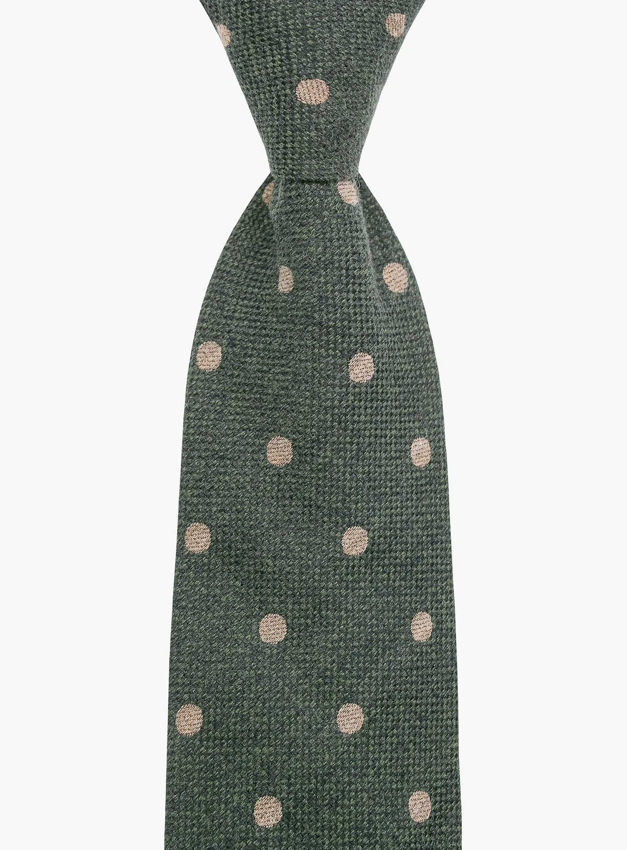 Bottinelli Italian Tie:Olive with Sand Polka Dot