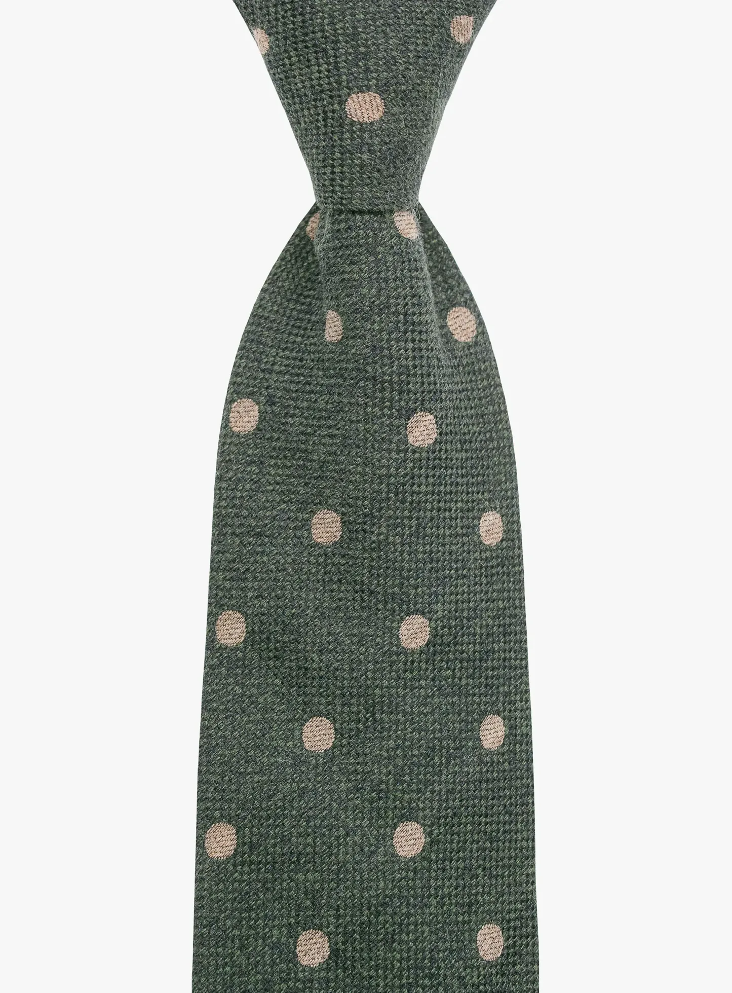 Bottinelli Italian Tie:Olive with Sand Polka Dot