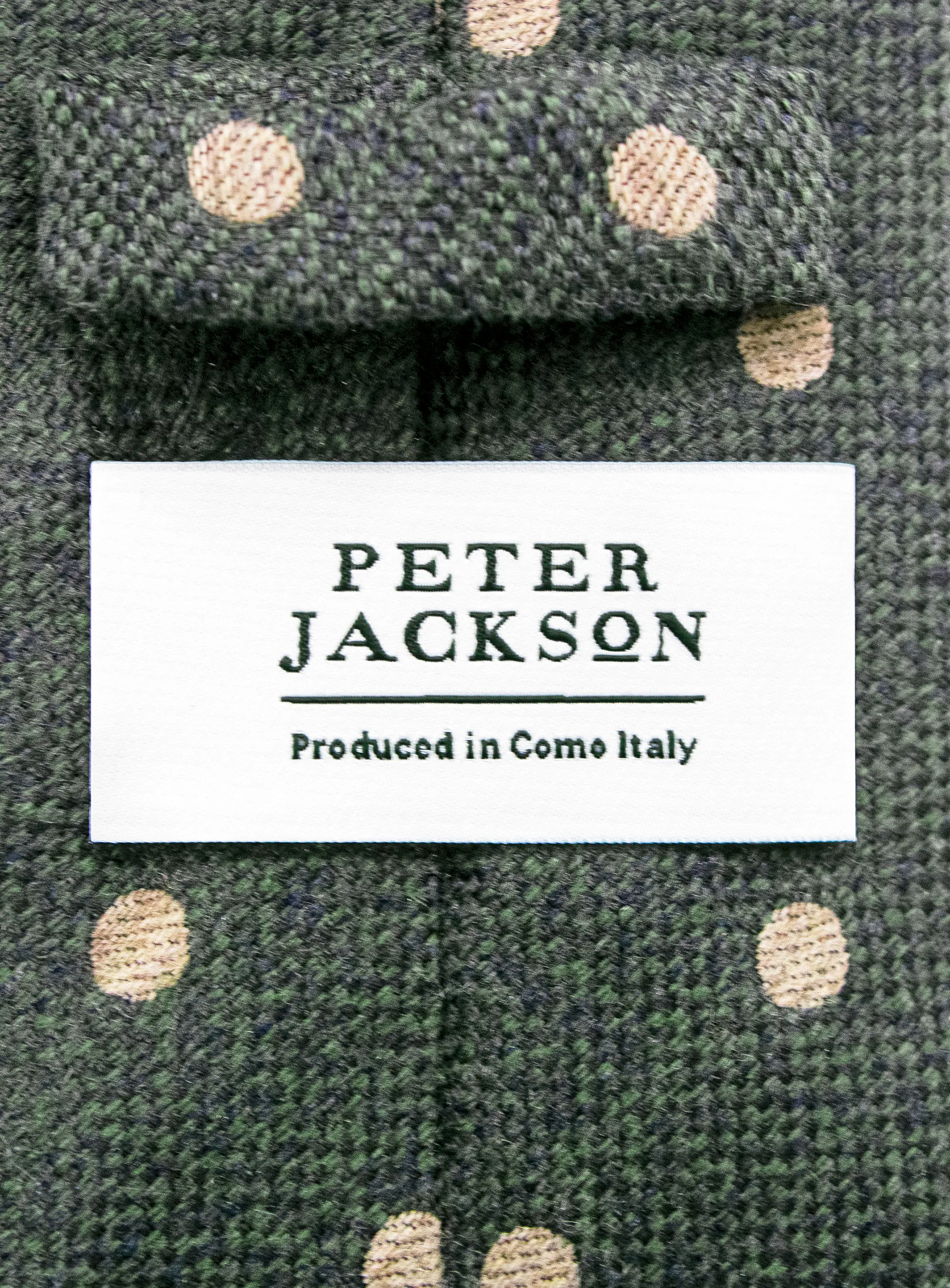 Bottinelli Italian Tie:Olive with Sand Polka Dot
