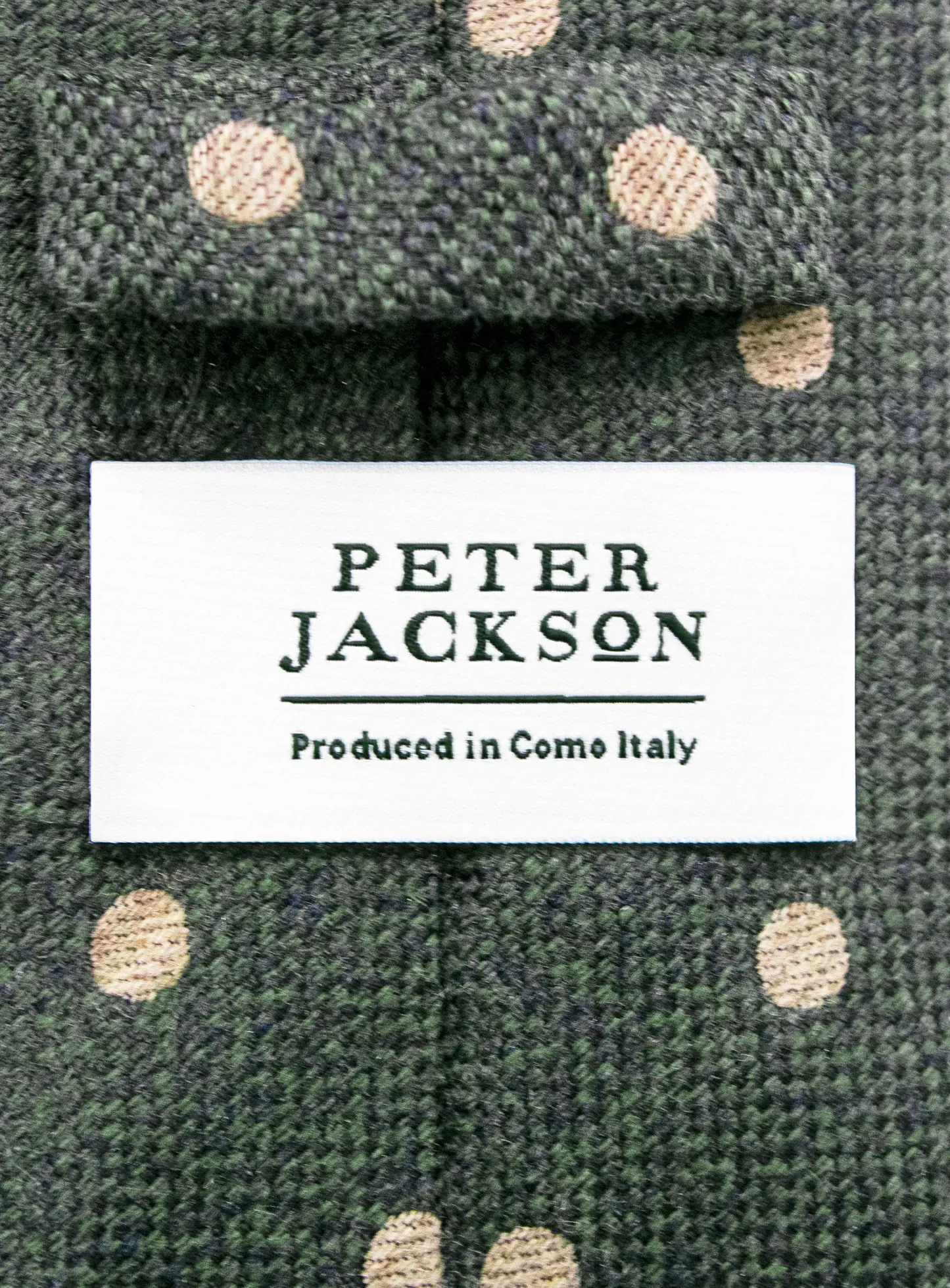 Bottinelli Italian Tie:Olive with Sand Polka Dot