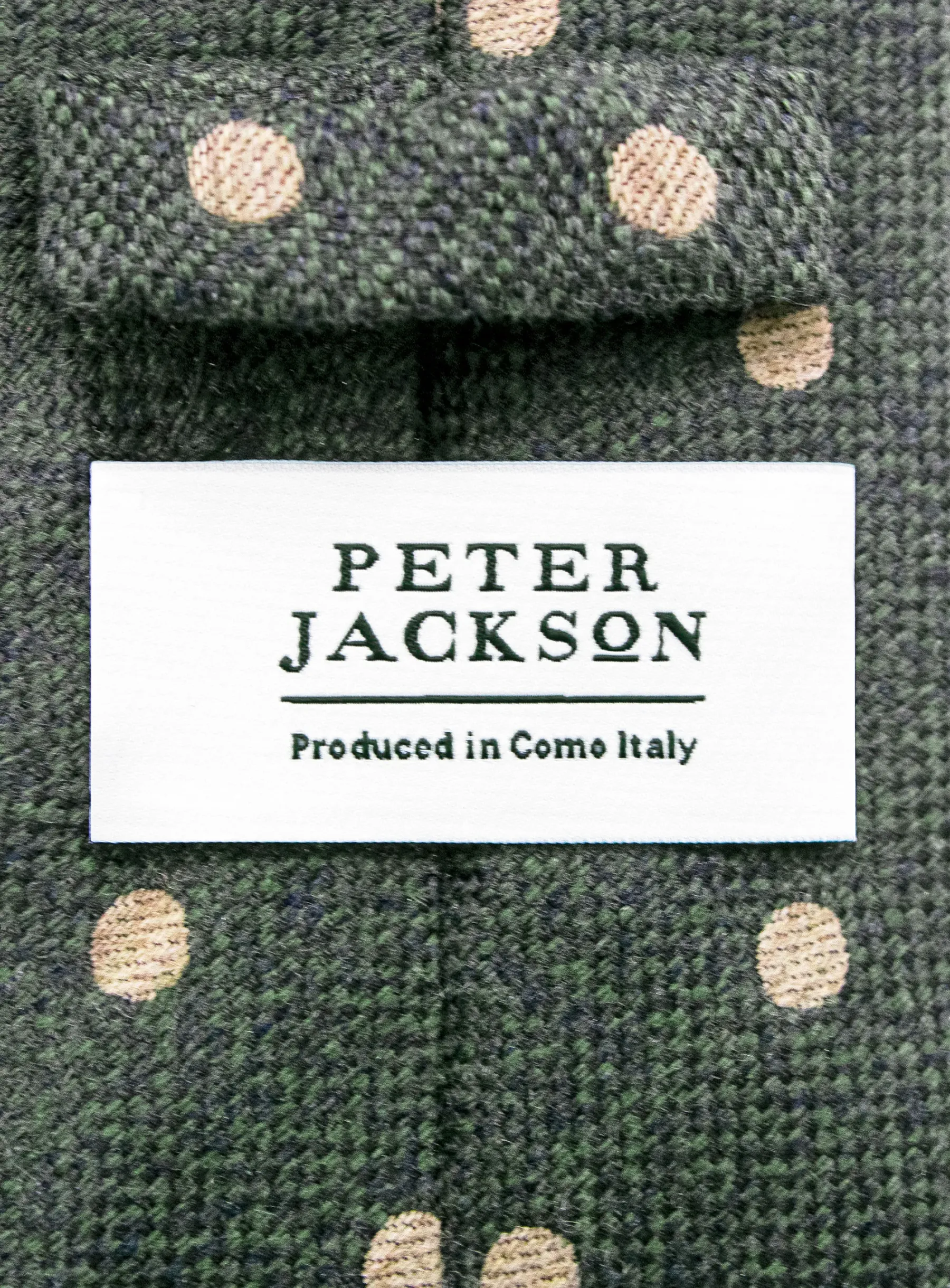 Bottinelli Italian Tie:Olive with Sand Polka Dot