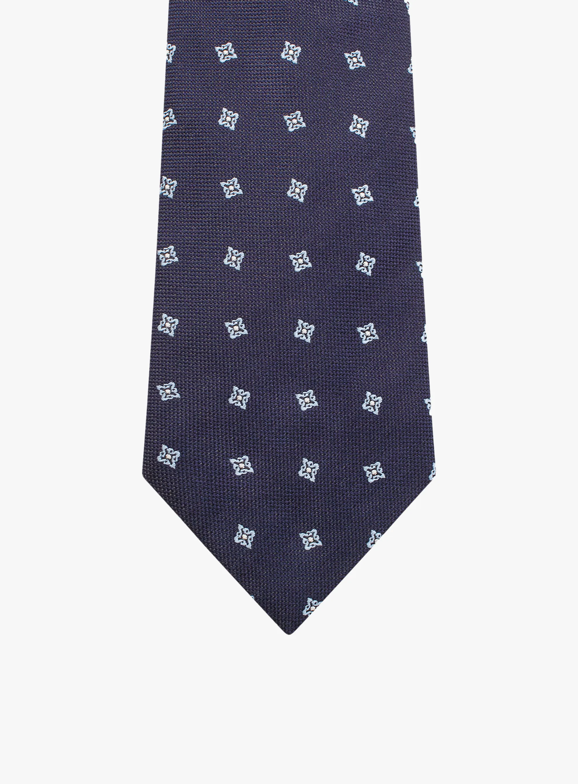 Bottinelli Italian Tie: Navy with Light Blue Floral Motif