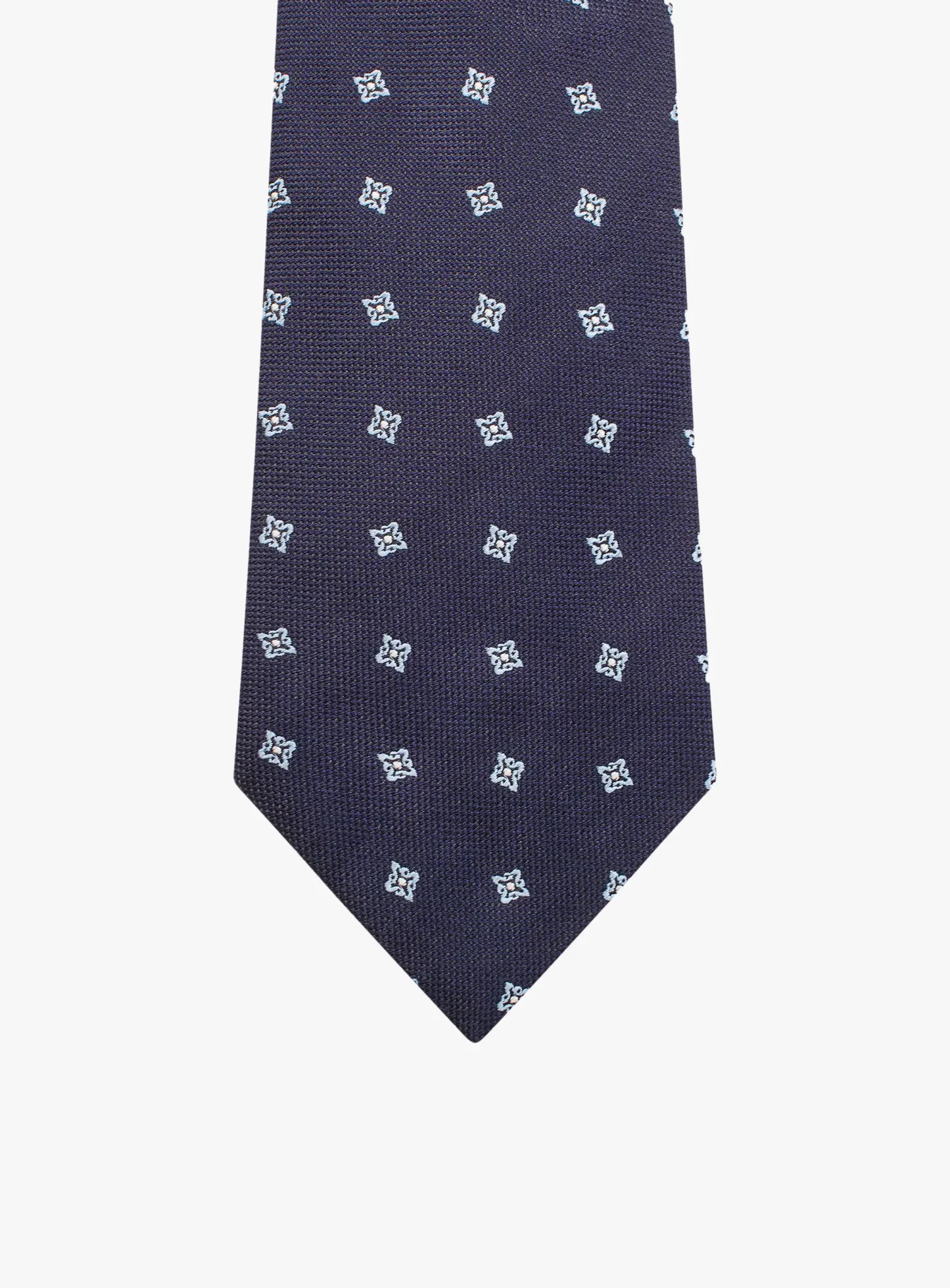 Bottinelli Italian Tie: Navy with Light Blue Floral Motif
