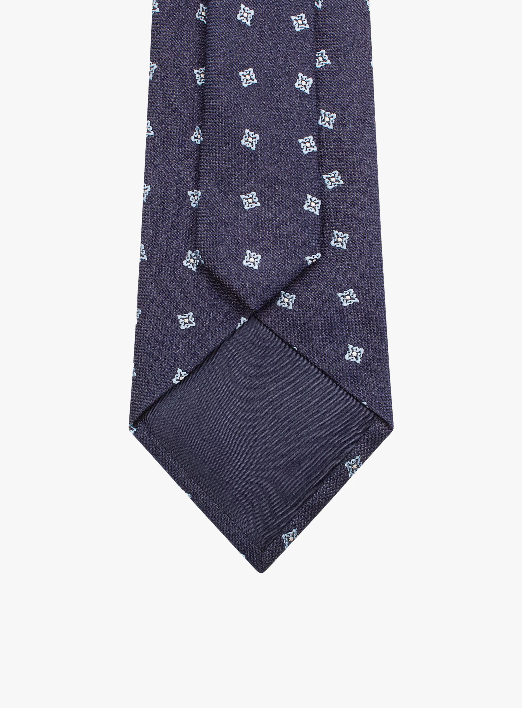 Bottinelli Italian Tie: Navy with Light Blue Floral Motif