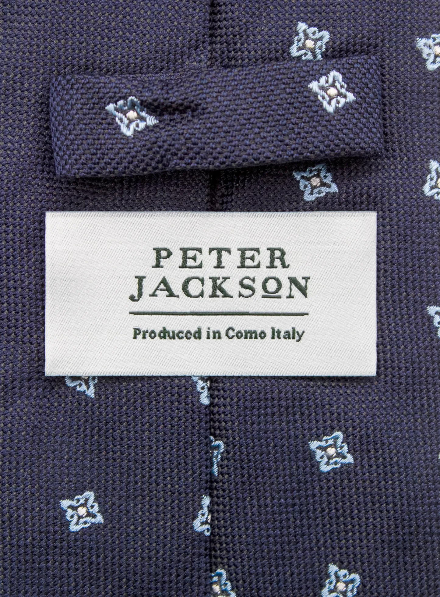 Bottinelli Italian Tie: Navy with Light Blue Floral Motif