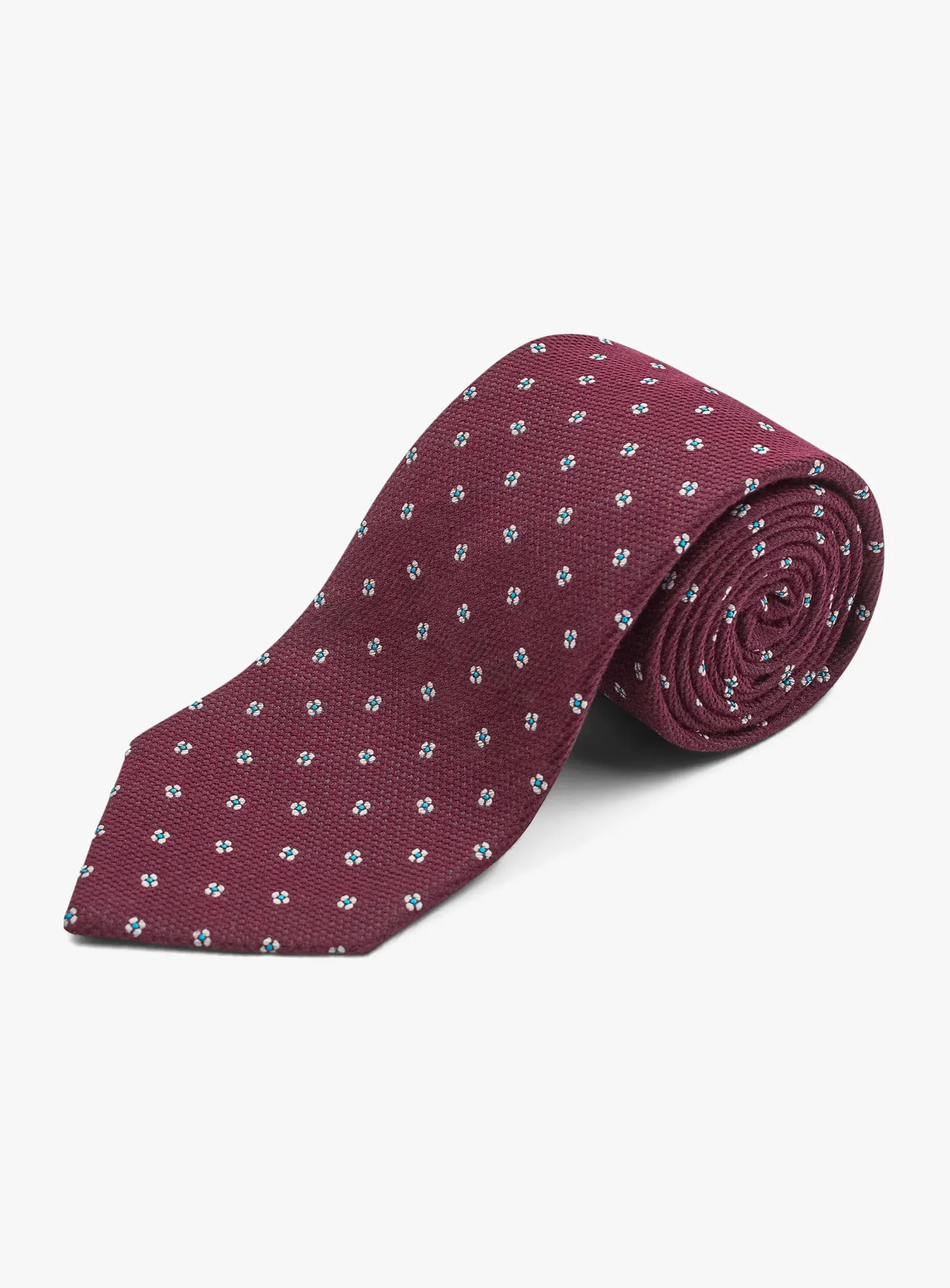 Bottinelli Italian Tie: Merlot with White Floral Dot