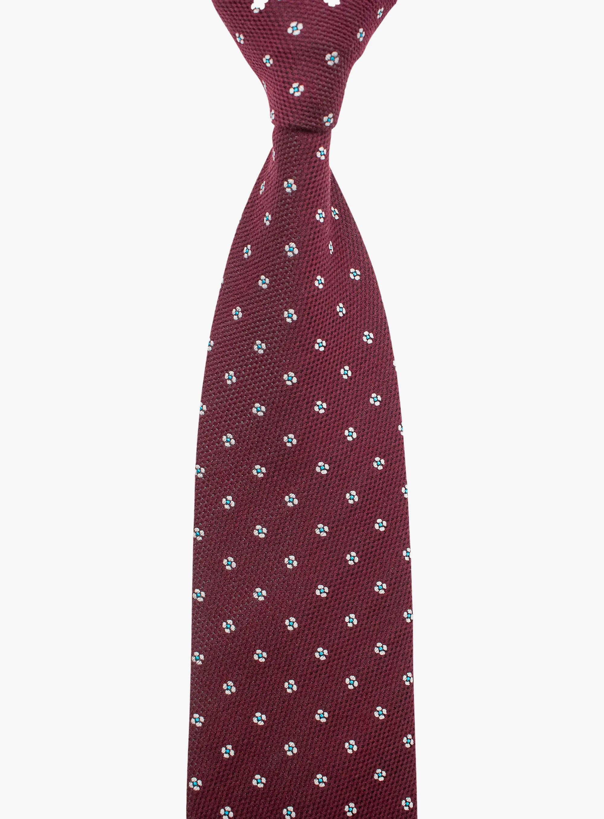 Bottinelli Italian Tie: Merlot with White Floral Dot
