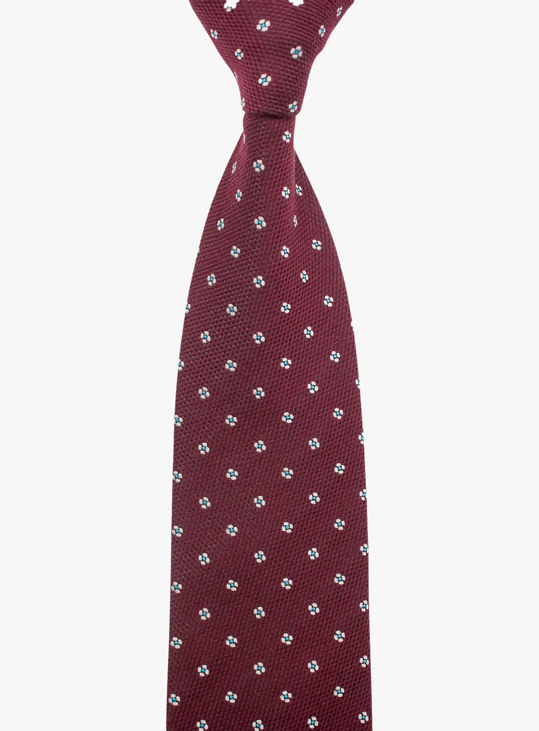 Bottinelli Italian Tie: Merlot with White Floral Dot
