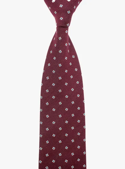 Bottinelli Italian Tie: Merlot with White Floral Dot