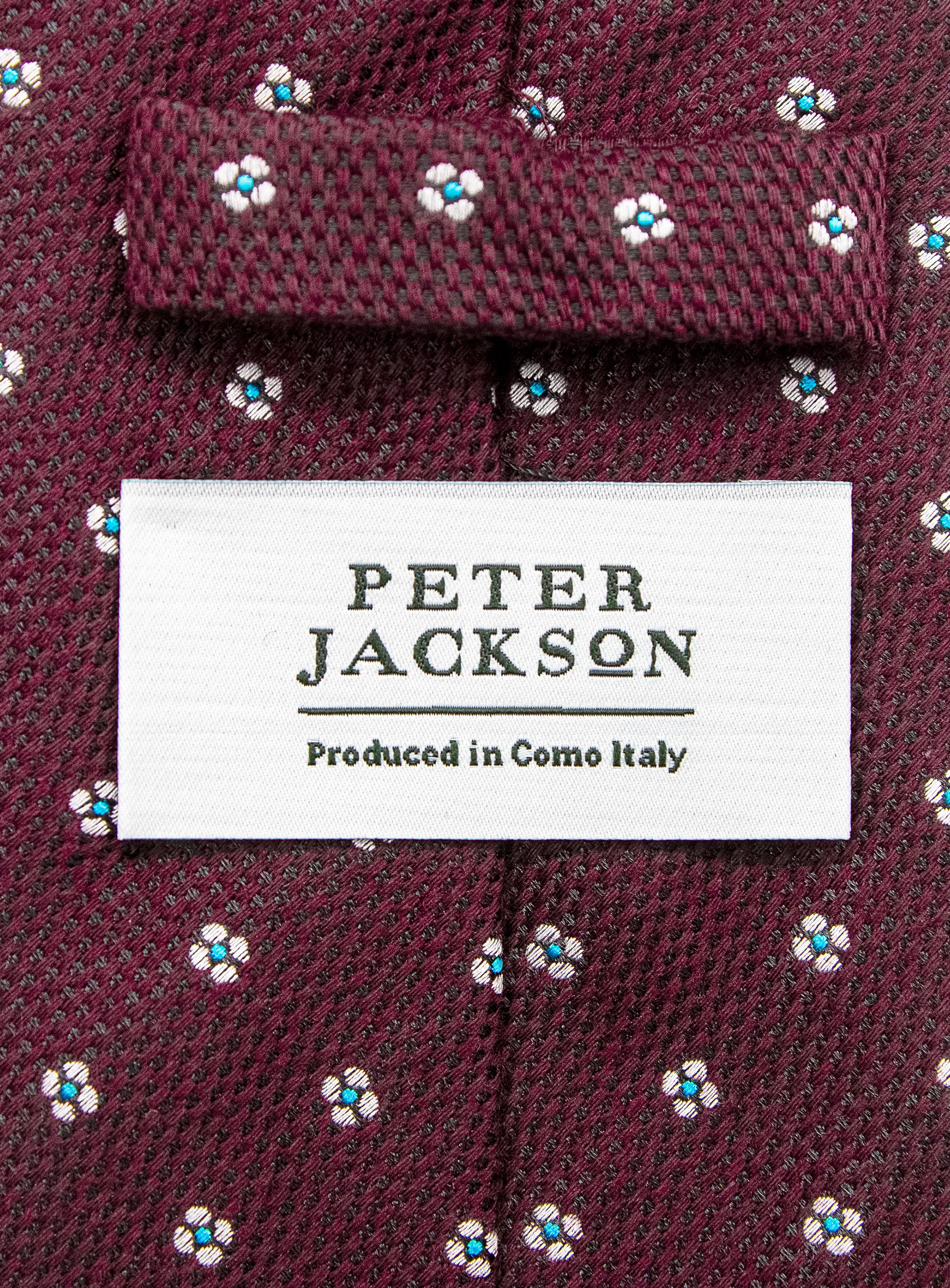 Bottinelli Italian Tie: Merlot with White Floral Dot