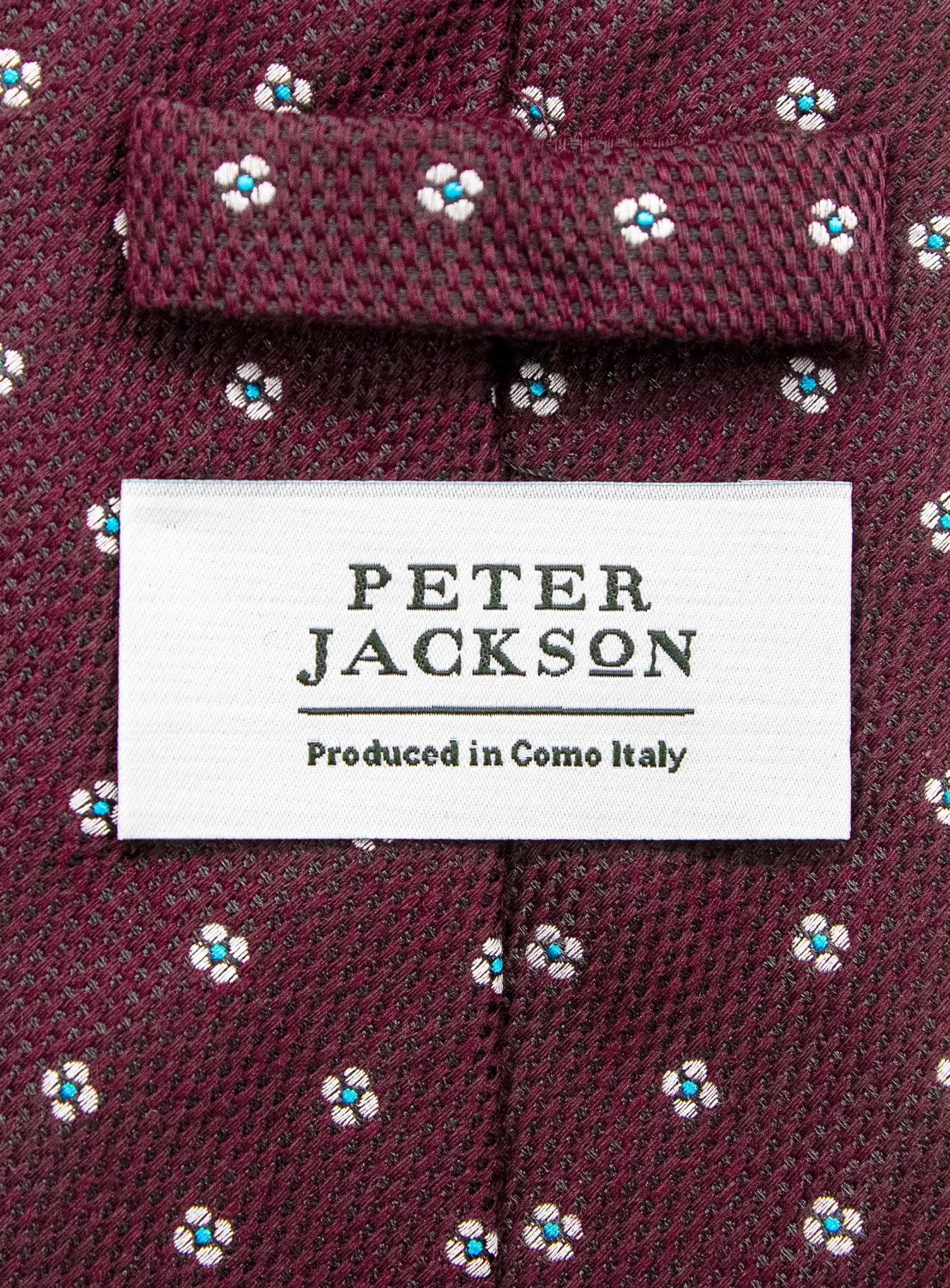 Bottinelli Italian Tie: Merlot with White Floral Dot